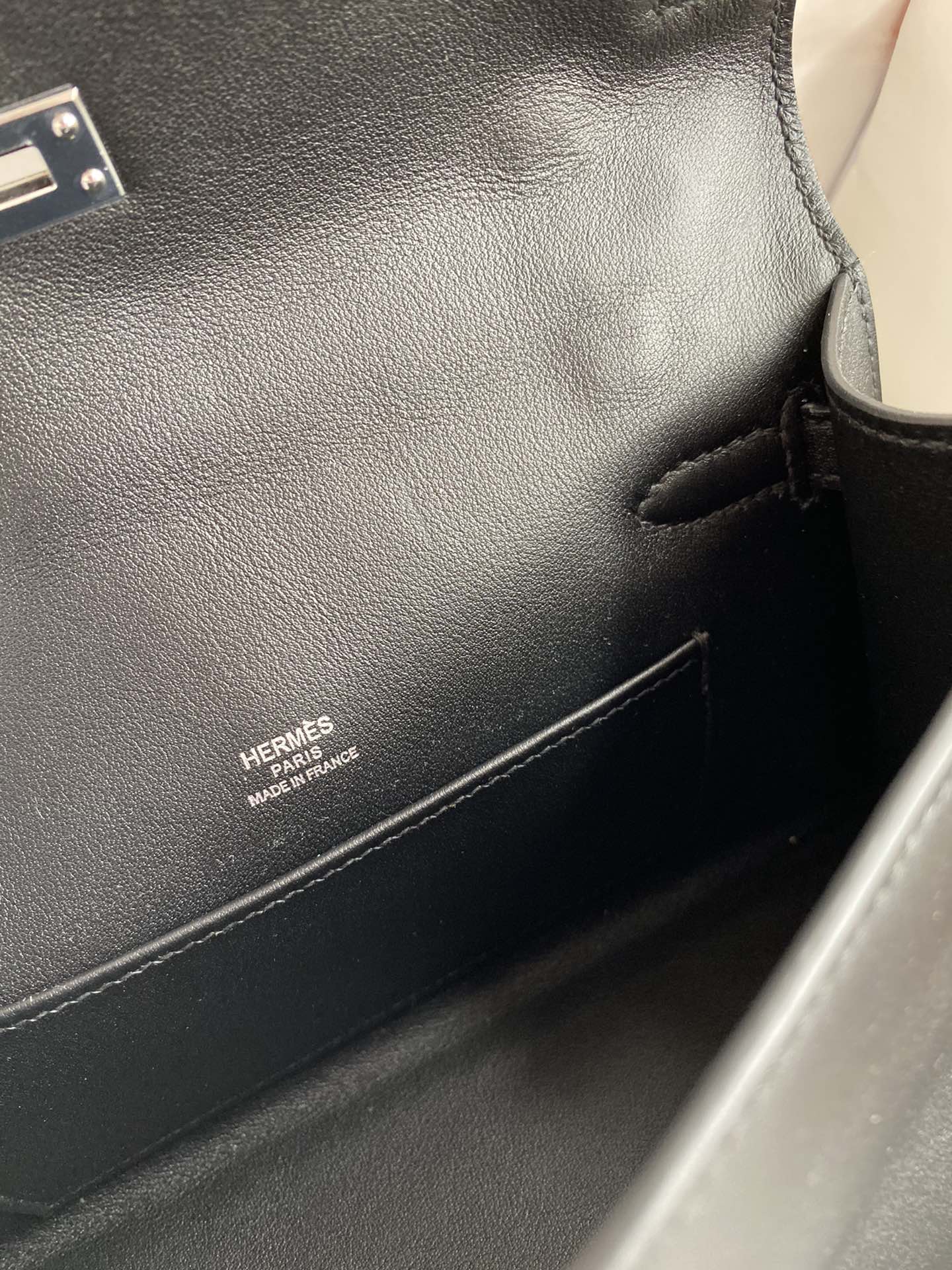 Hermes Mini Kelly Pochette 22cm Bag In Black Swift Leather